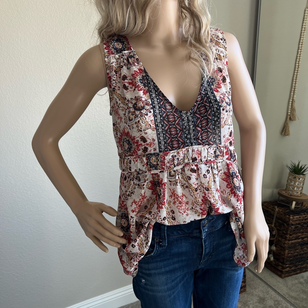 Women’s Sheer Boho Hippie Sleevless Top Size Small
